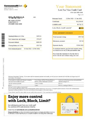 Australia Commonwealth bank statement new version 3 pages 000001