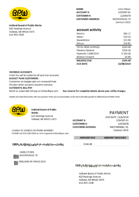 Netherlands BPW utility bill template in Word and PDF format