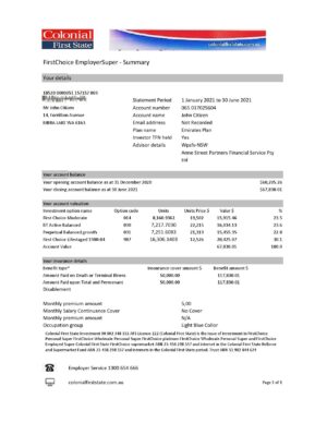 Australia Colonial First State Bank statement template in Excel and PDF format, fully editable