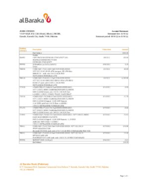 Pakistan Al Baraka bank statement Excel and PDF template