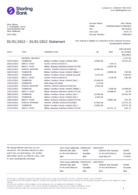 United Kingdom Starling Word and PDF template, version 2