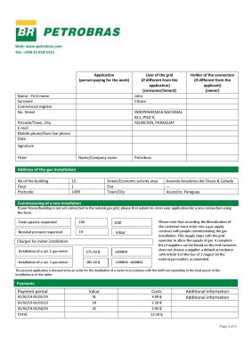 Paraguay Petrobras Paraguay Operations and Logistics gas company utility bill template in Word and PDF format