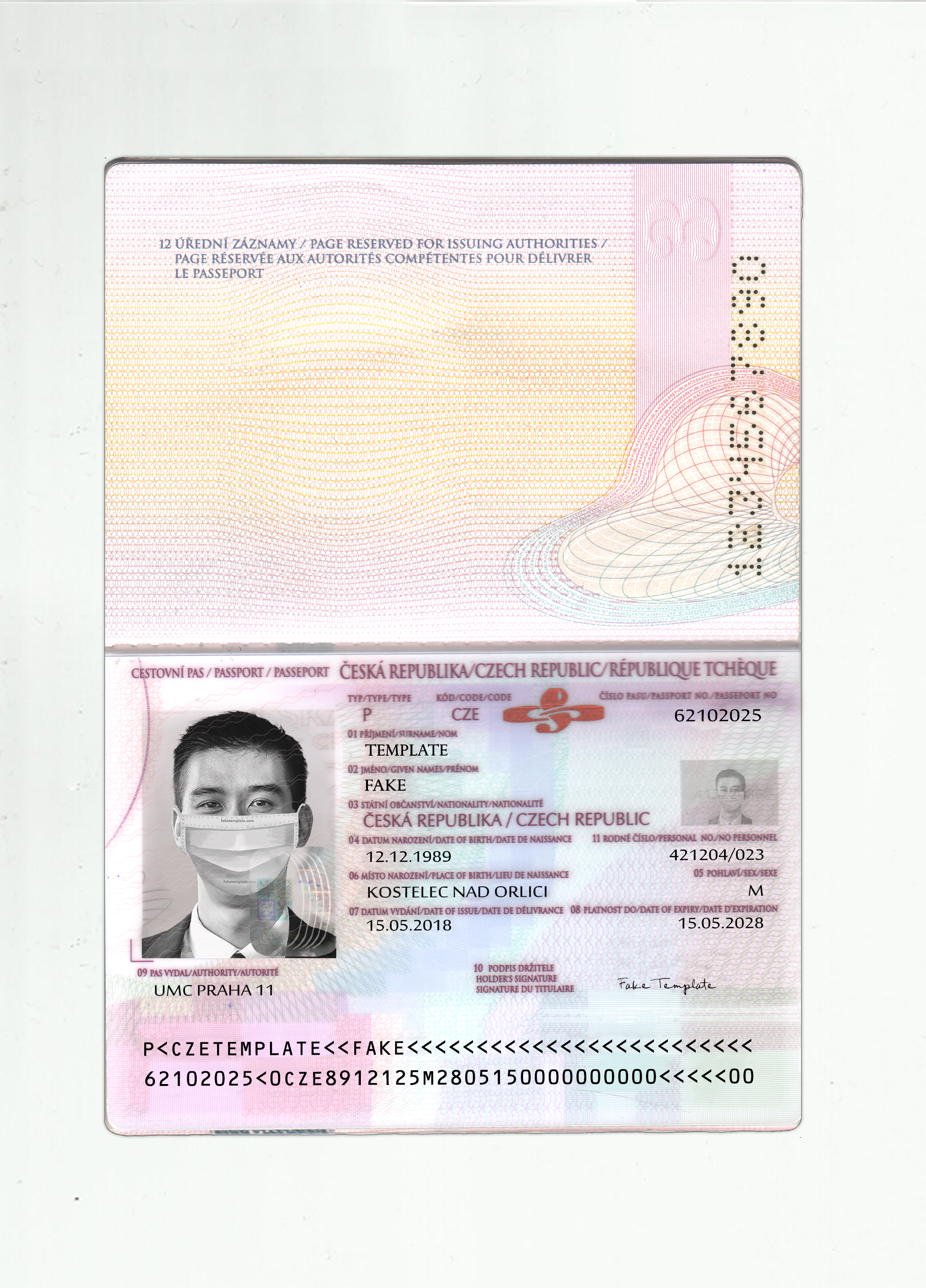 Authentic Czech PSD Passport Template