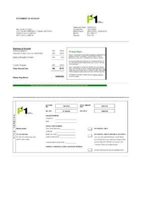 Malaysia Packet 1 Network bank statement template in Word and PDF format (3 pages)