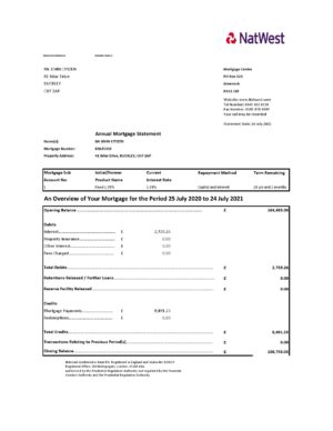 United Kingdom NatWest bank statement template in .xls and .pdf file format