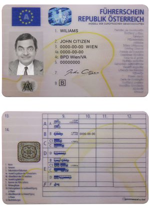 Fake Austria Driver License Template