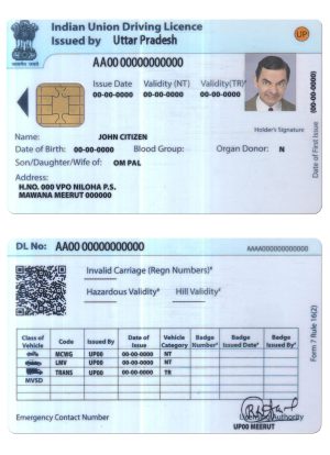 Fake India Union Driver License Template