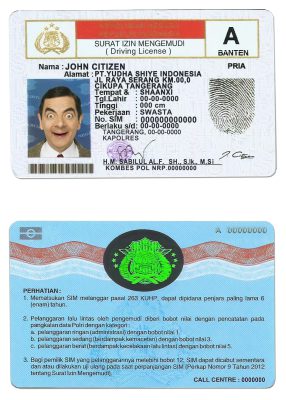 Fake Indonesia Driver License Template