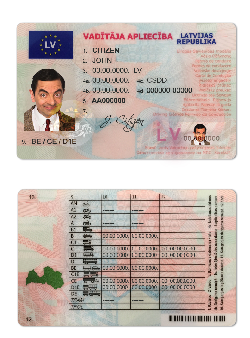 Fake Latvia Driver License Template | PSD Layer-Based
