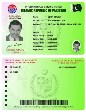 Fake Pakistan international Driver License Template