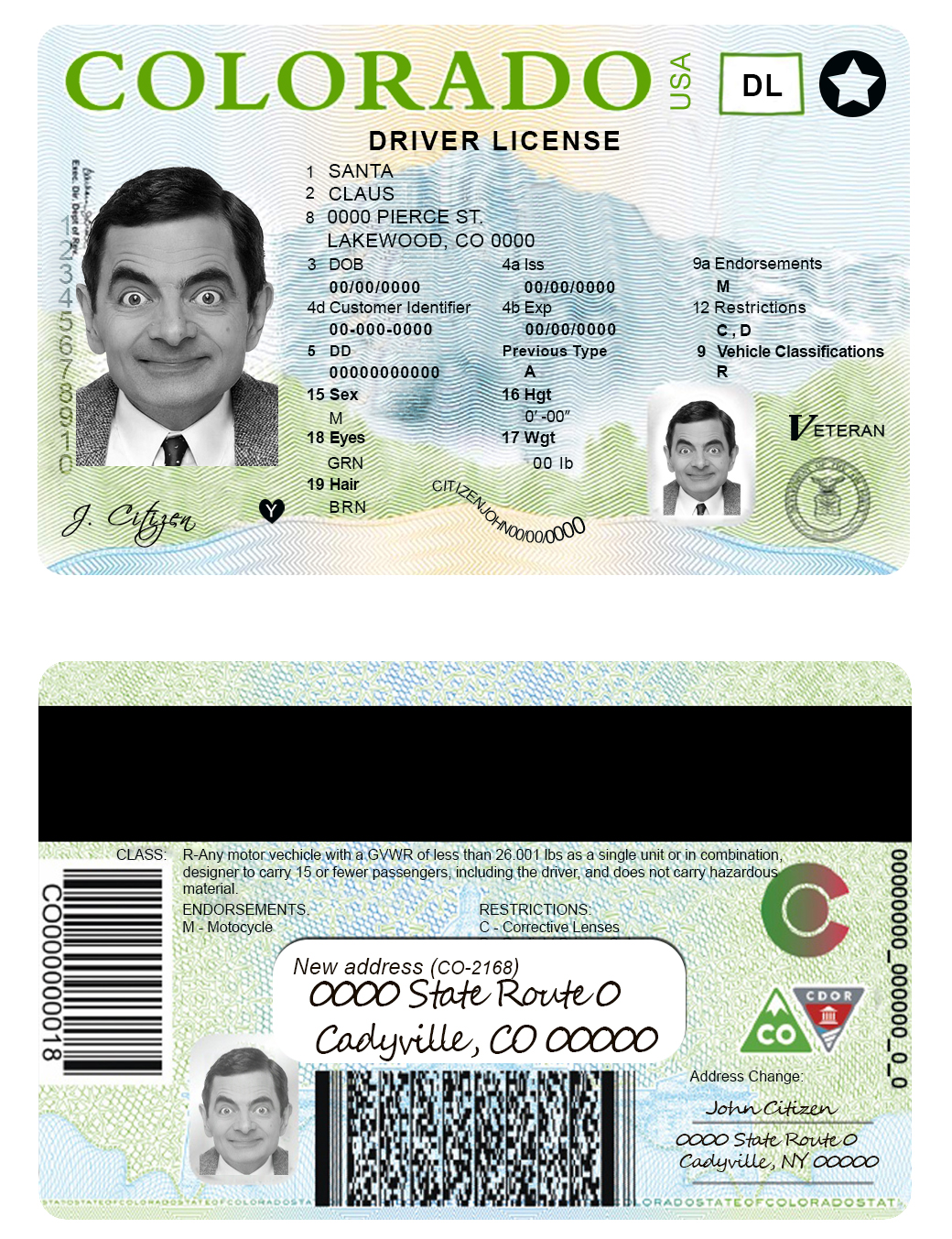 Fake USA Colorado Driver License Template | PSD Layer-Based