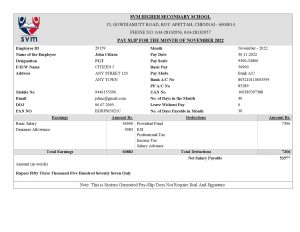 India SVM HIGHER SECONDARY SCHOOL educational company pay stub Word and PDF template