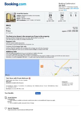 Editable Angola Hotel Booking Form Template | Fillable PDF