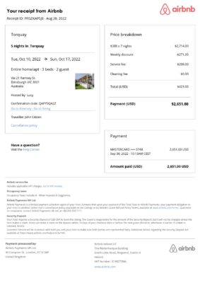 Editable Australia Hotel Booking Form Template | Fillable PDF
