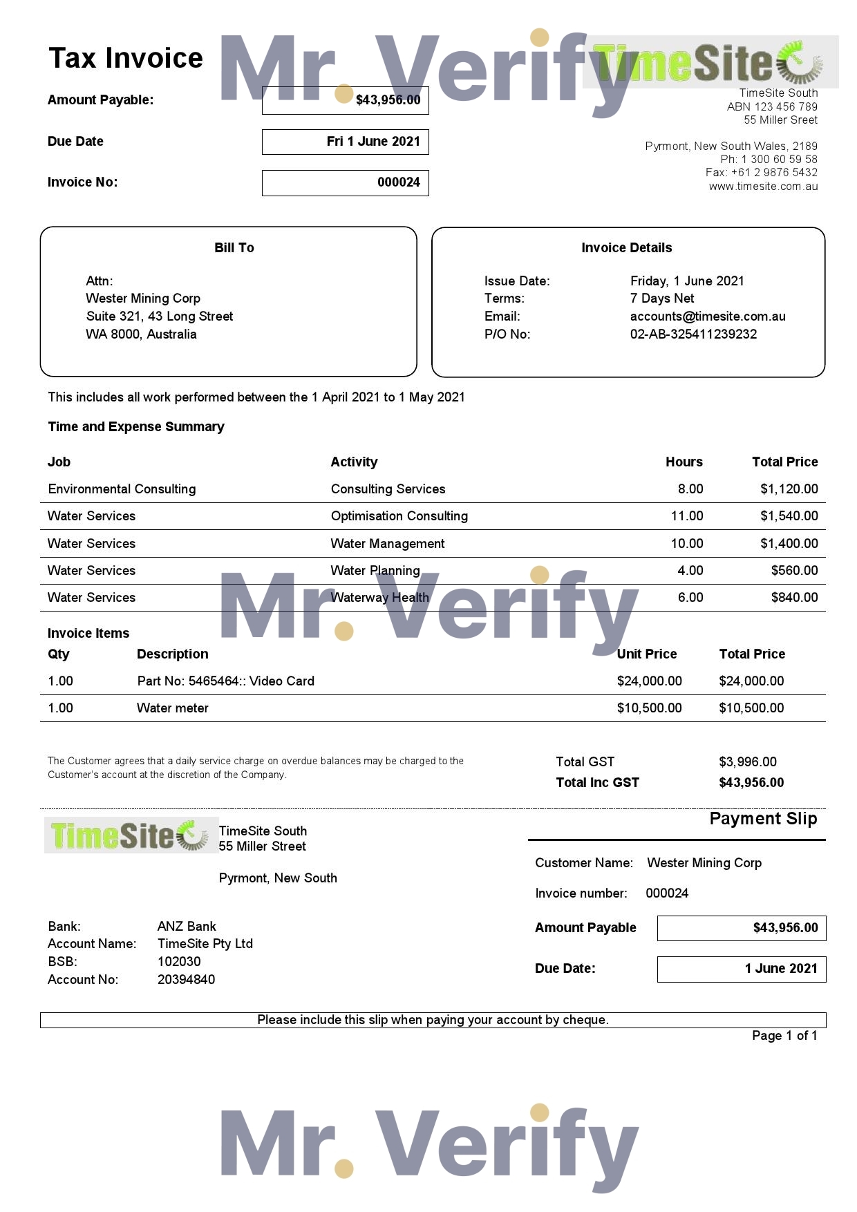 High-Quality Australia TimeSite easy-to-use application Invoice Template PDF | Fully Editable