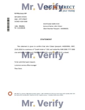 Download Australia ING Direct Bank Reference Letter Templates | Editable Word