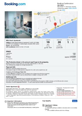 Customizable Cyprus Airbnb Reservation Template | Word & PDF Formats