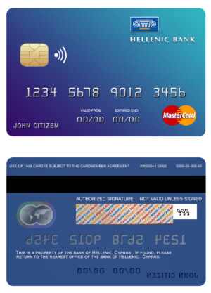 Editable Cyprus Hellenic bank mastercard credit card Templates in PSD Format