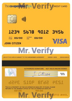 Editable United Kingdom The Co-operative bank visa credit card Templates in PSD Format