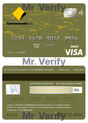 Fillable Australia Commonwealth Account Bank visa card Templates | Layer-Based PSD
