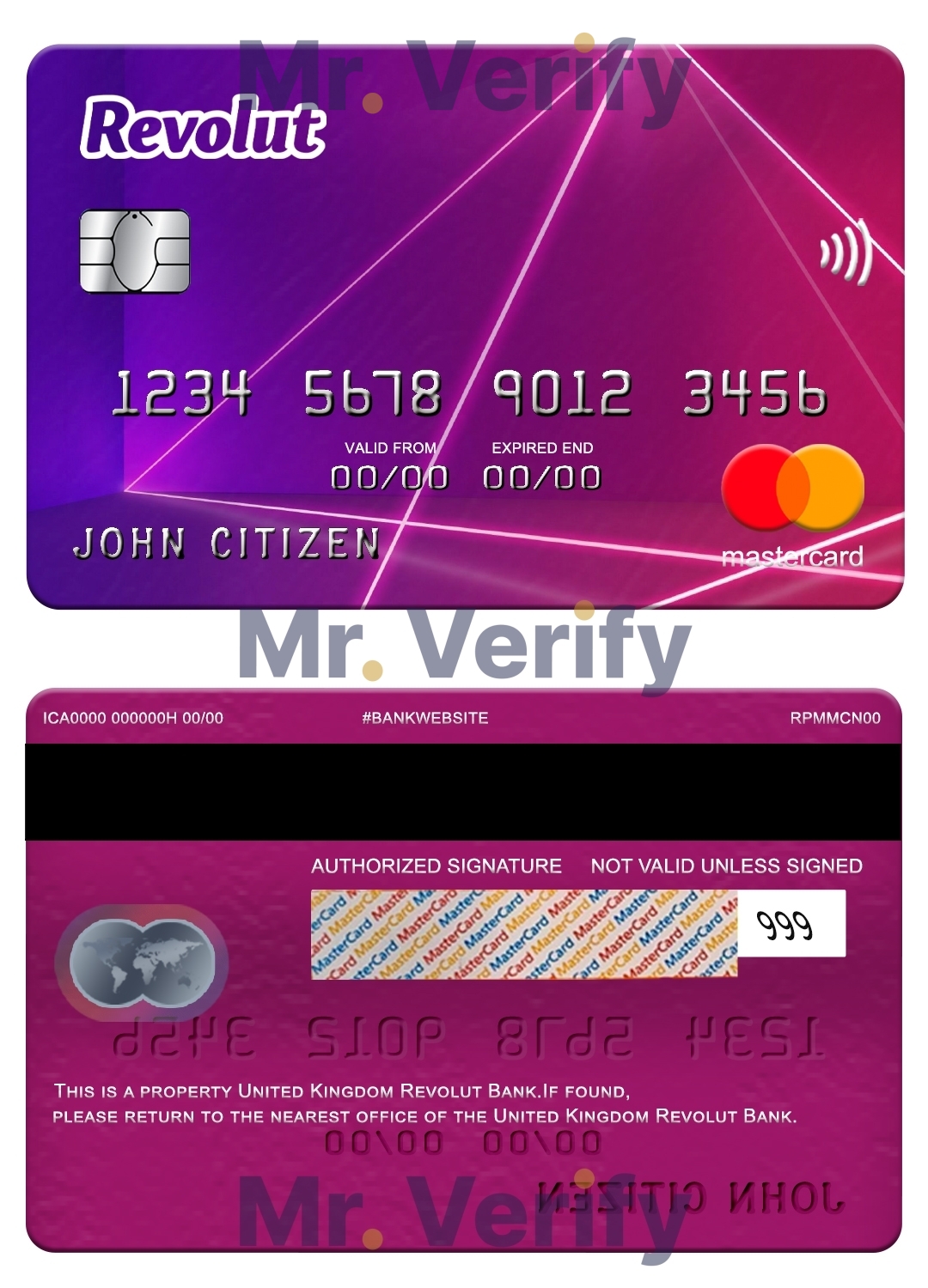 Fillable United Kingdom Revolut Bank mastercard Templates | Layer-Based PSD