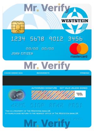 Fillable United Kingdom WestStein bank mastercard credit card Templates | Layer-Based PSD