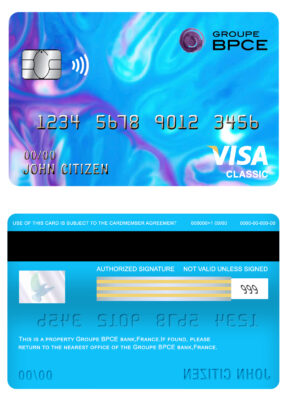 Editable France Groupe BPCE bank visa classic card Templates in PSD Format
