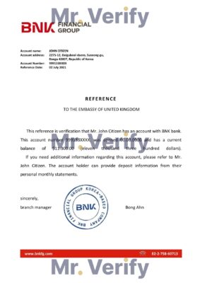 Download Korea BNK Bank Reference Letter Templates | Editable Word