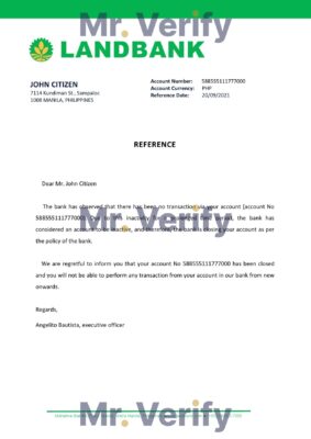 Download Philippines Landbank Bank Reference Letter Templates | Editable Word