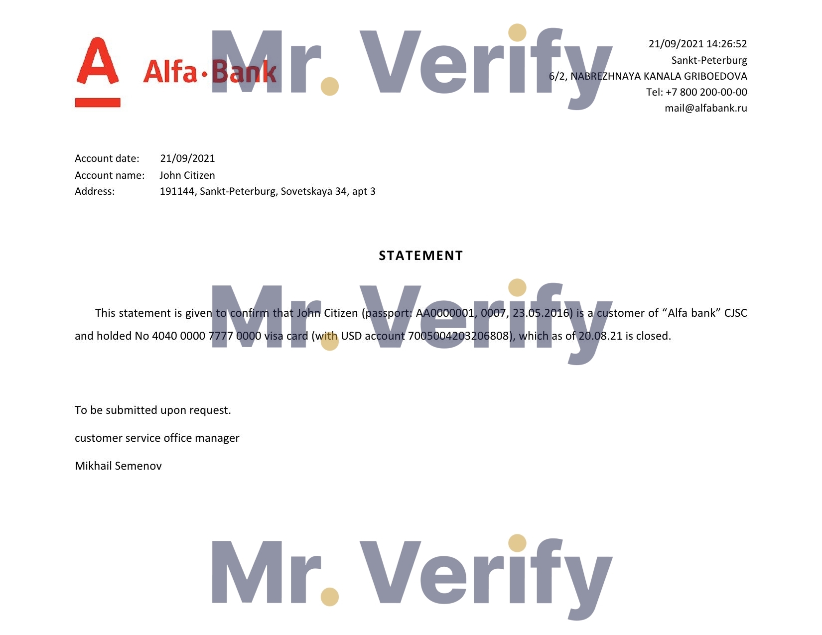 Download Russia Alfa Bank Reference Letter Templates | Editable Word