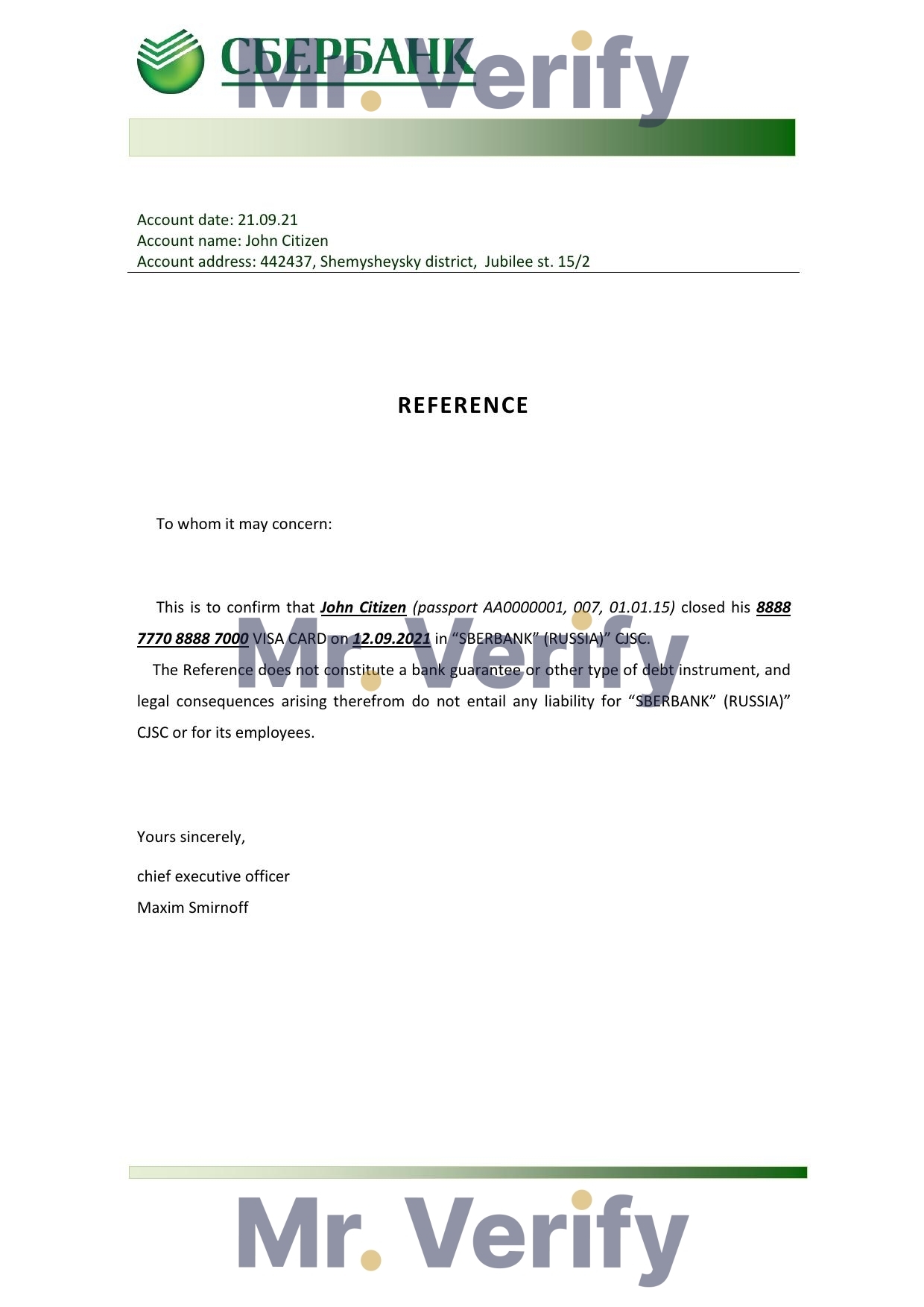 Download Russia Sberbank Bank Reference Letter Templates | Editable Word