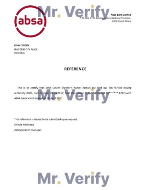 Download South Africa ABSA Bank Reference Letter Templates | Editable Word