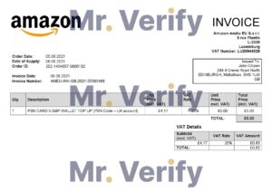 High-Quality United Kingdom Amazon American multinational technology company Invoice Template PDF | Fully Editable