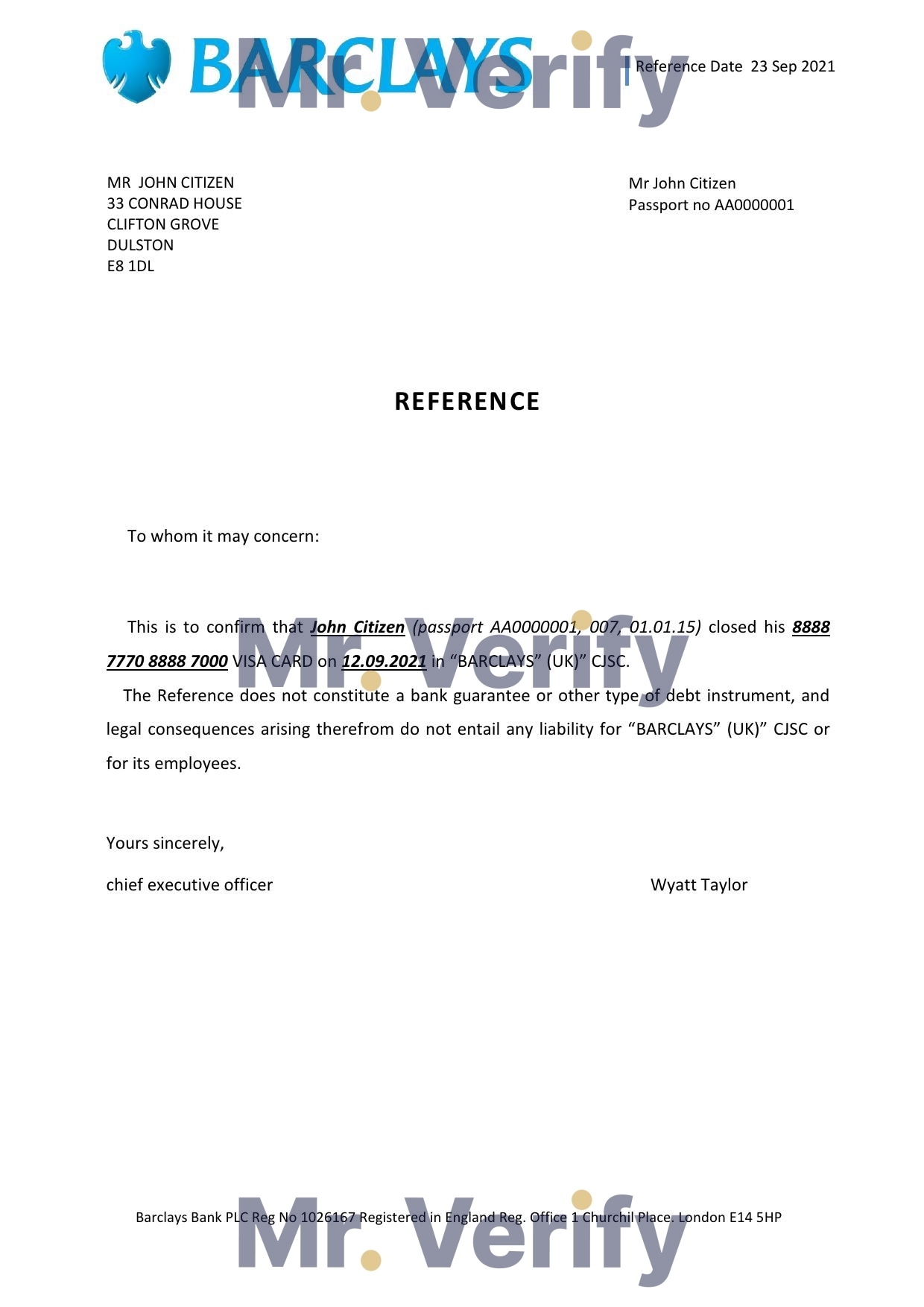 Download United Kingdom Barclays Bank Reference Letter Templates | Editable Word