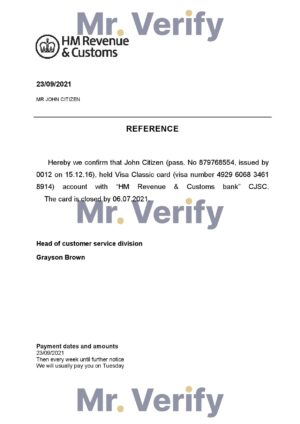 Download United Kingdom HM Revenue & Custom Bank Reference Letter Templates | Editable Word