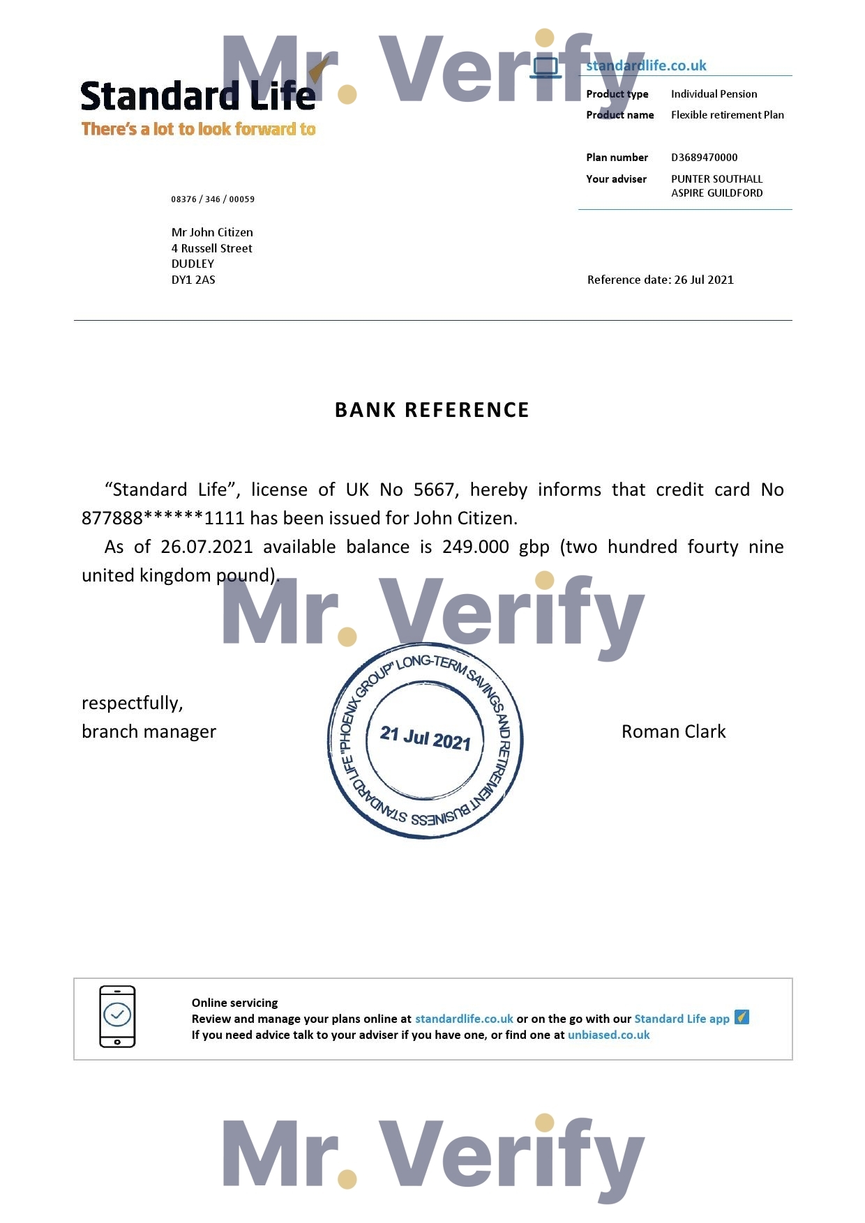 Download United Kingdom Standard Life Bank Reference Letter Templates | Editable Word