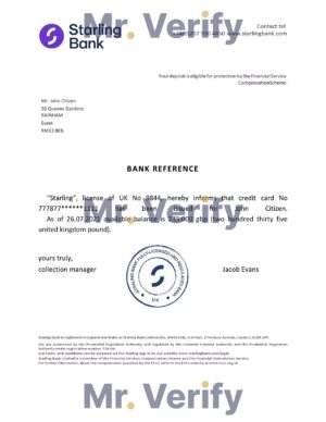 Download United Kingdom Starling Bank Reference Letter Templates | Editable Word