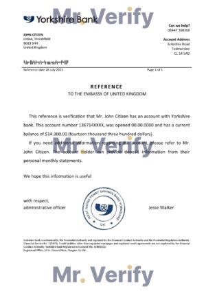 Download United Kingdom Yorkshire Bank Reference Letter Templates | Editable Word
