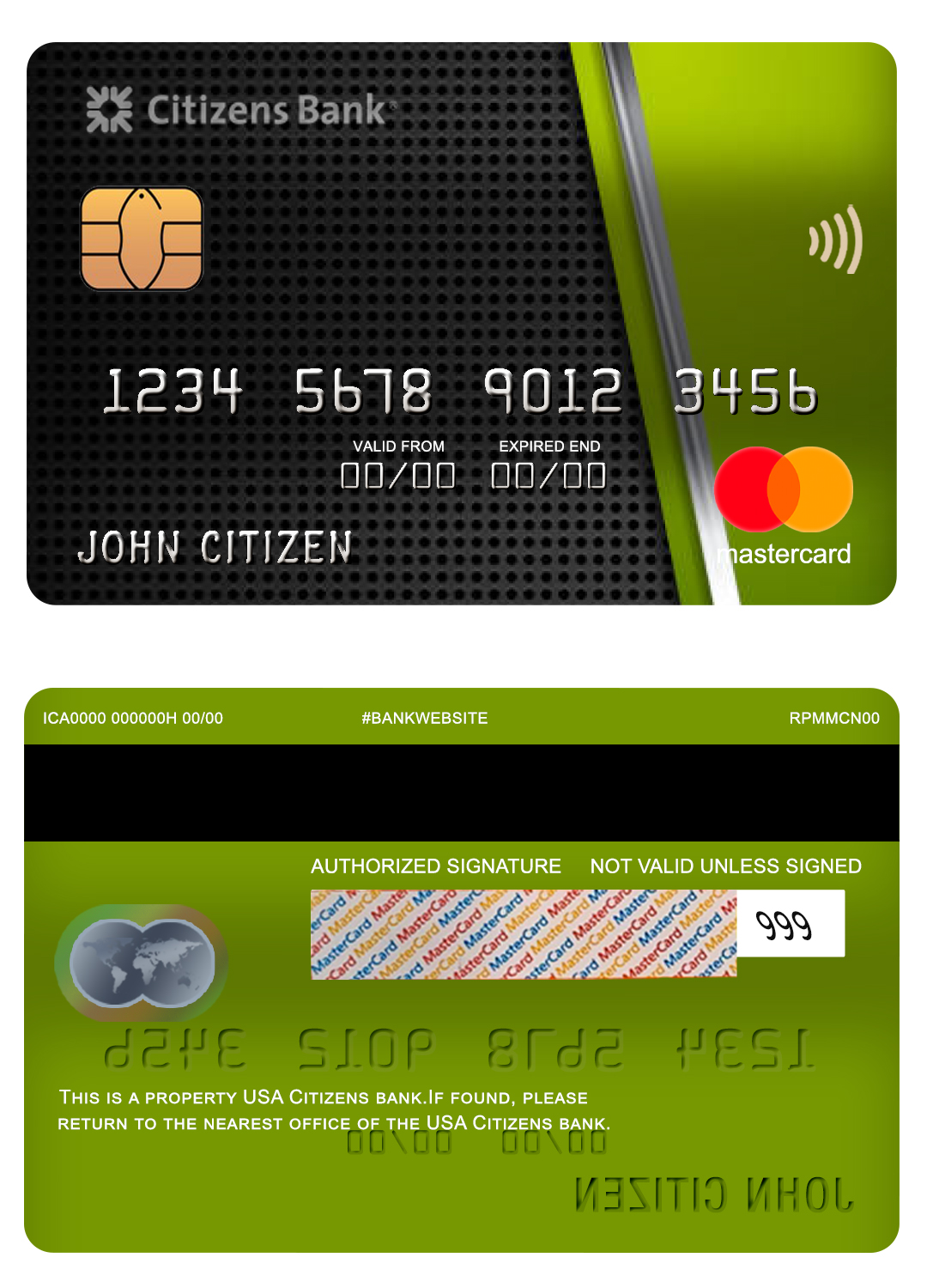 Fillable USA Citizens bank mastercard Templates | Layer-Based PSD