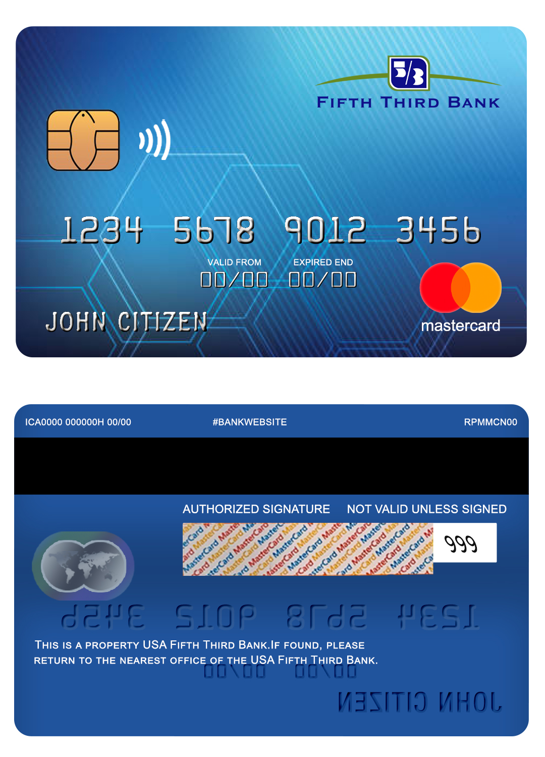 Fillable USA Fifth Third bank mastercard Templates | Layer-Based PSD