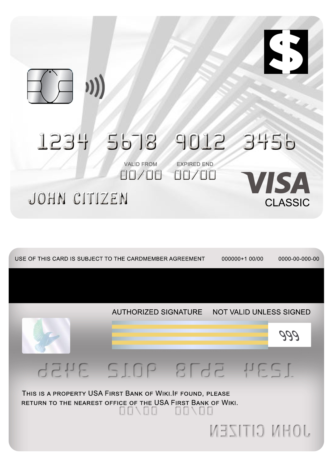 Fillable USA First Bank of Wiki visa classic card Templates | Layer-Based PSD