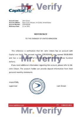 Download USA Capital One Bank Reference Letter Templates | Editable Word
