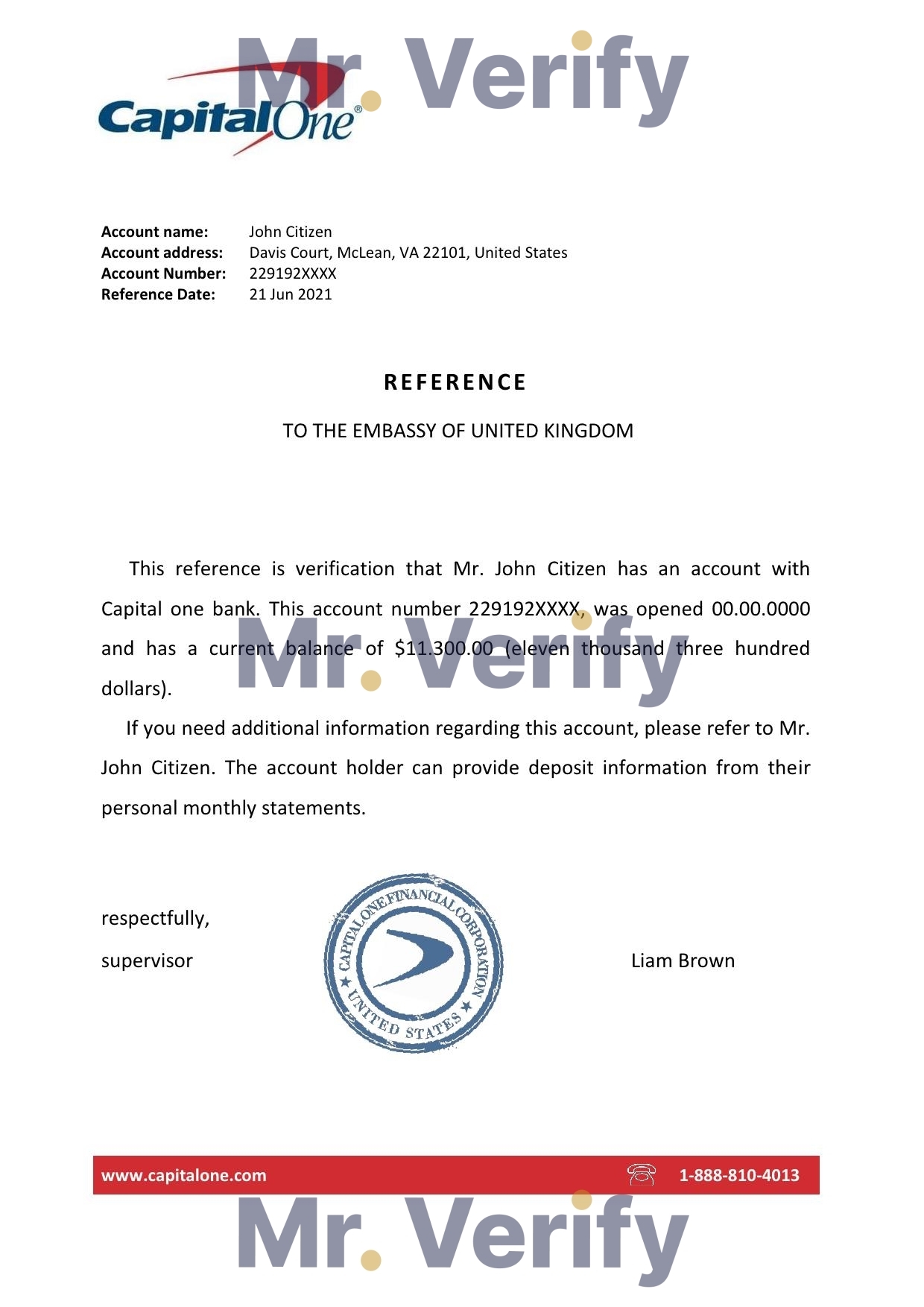 Download USA Capital One Bank Reference Letter Templates | Editable Word