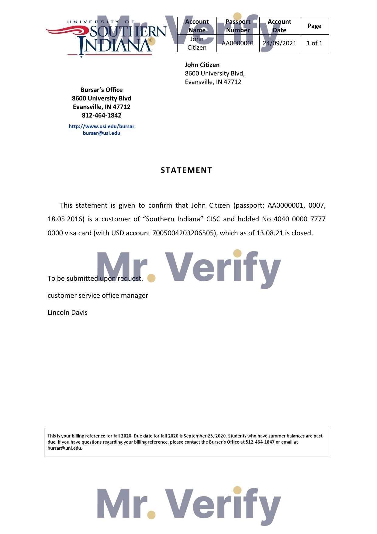 Download USA Southern Indiana Bank Reference Letter Templates | Editable Word