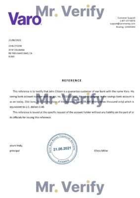 Download USA Varo Bank Reference Letter Templates | Editable Word