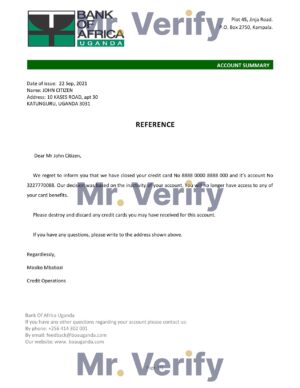 Download Uganda Bank of Africa Bank Reference Letter Templates | Editable Word