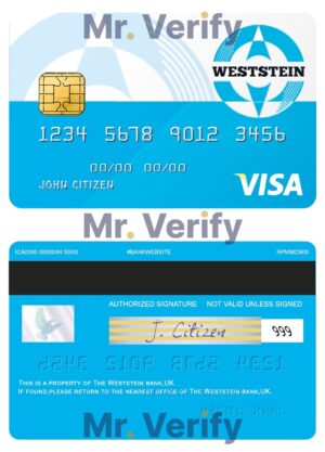 Editable United Kingdom WestStein bank visa credit card Templates in PSD Format