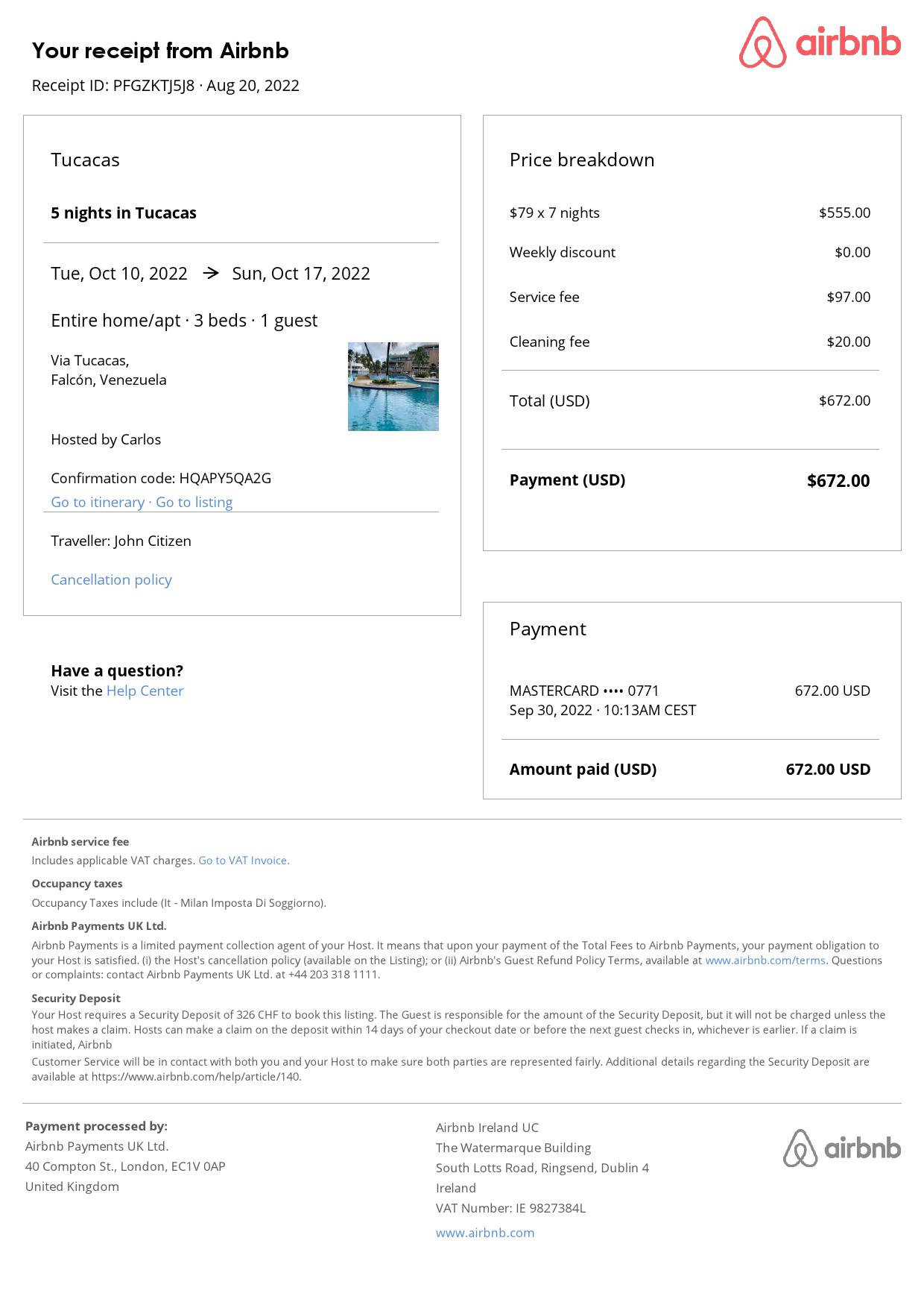Customizable Venezuela Airbnb Reservation Template | Word & PDF Formats