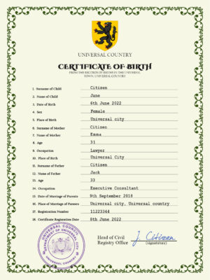 Authentic foster universal Birth Certificate PSD Template | Customize and Download Online