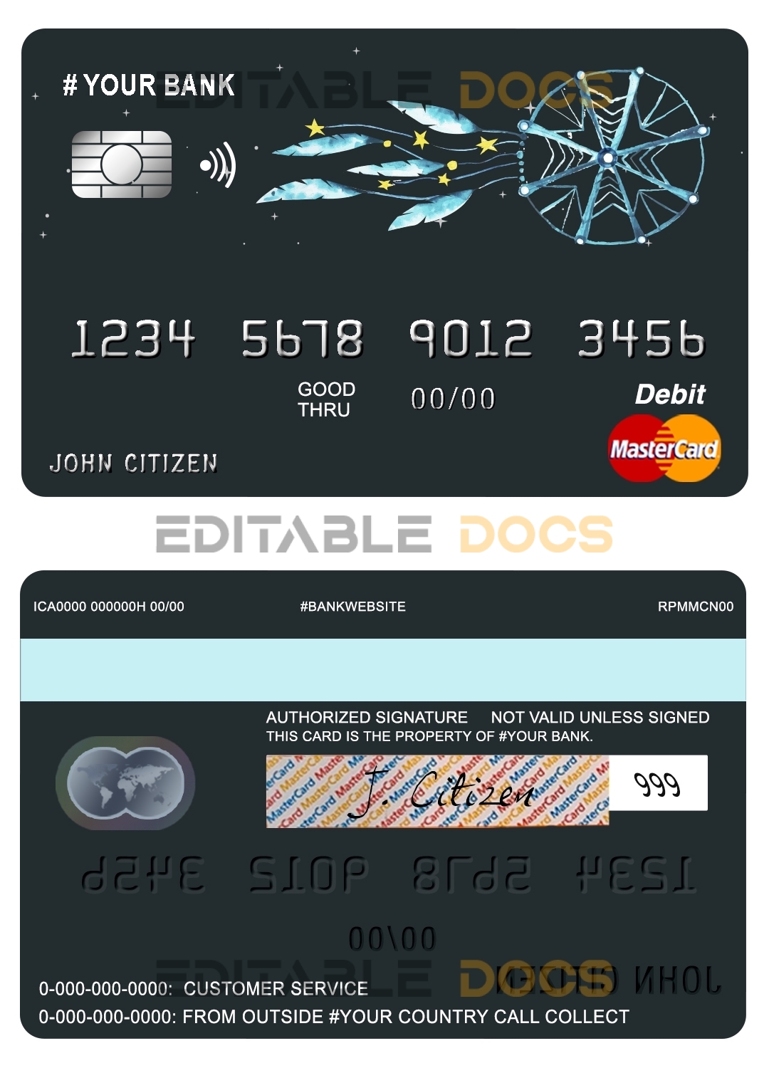 Editable awesome dreamcatcher universal multipurpose bank mastercard debit credit card Templates in PSD Format